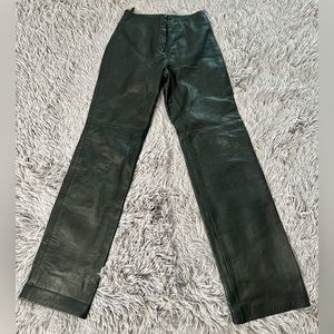 Black Leather Boot Cut Pants Sz 0, 3/4 lined